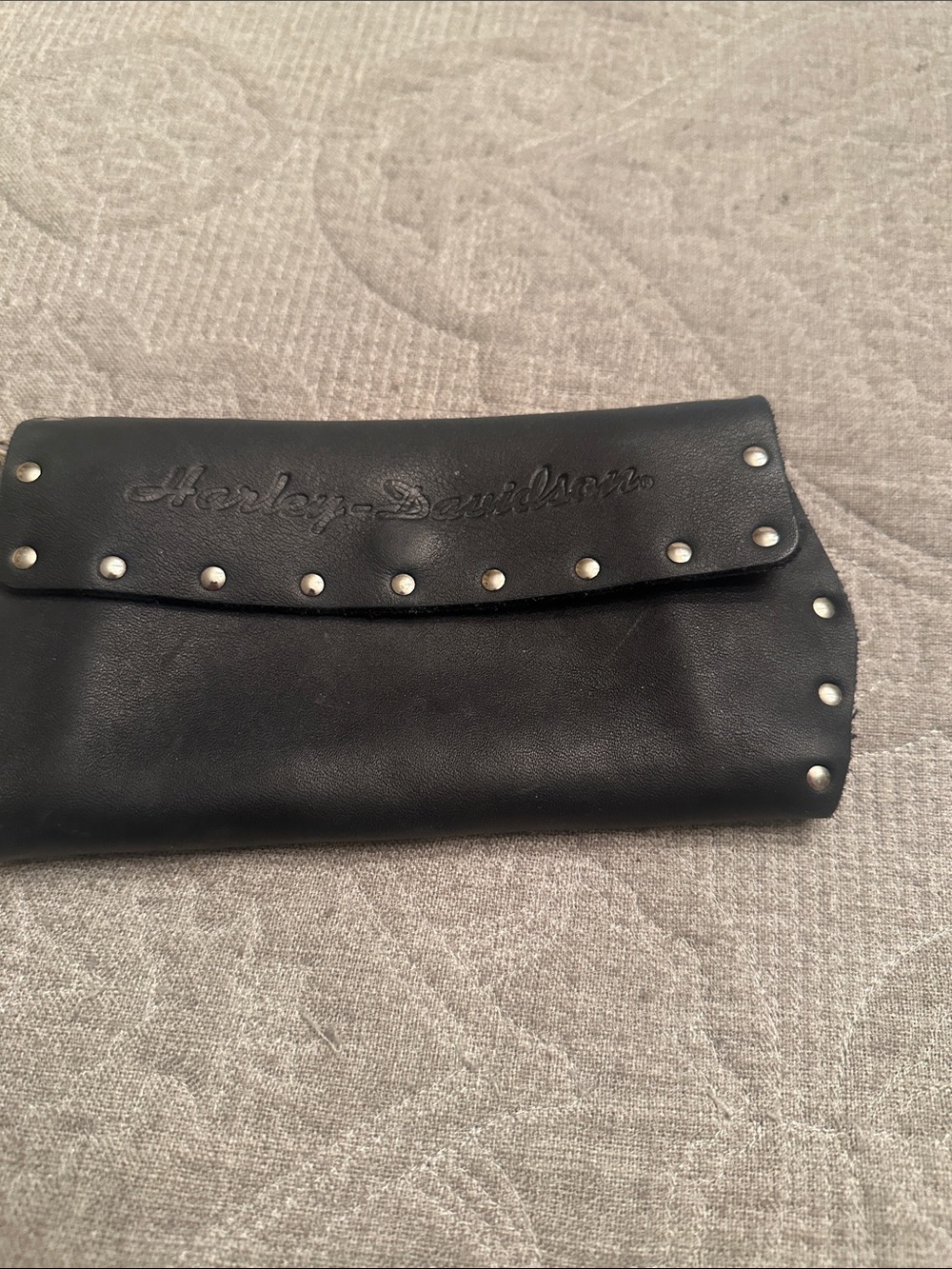 Harley-Davidson Black Studded Leather wallet/wristlet/clutch/purse